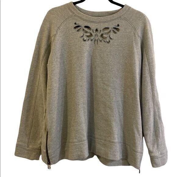 Soft Surroundings Large Top Sweatshirt Urban Chic Sage Green Comfy Soft Cotton - Picture 2 of 13